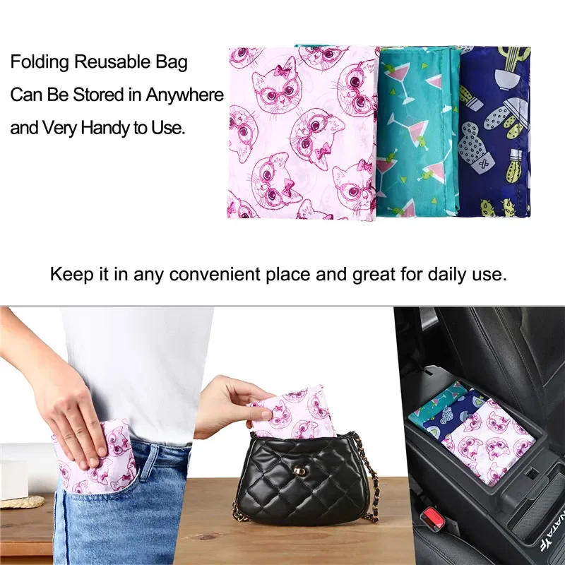 Big Size Thick Nylon Large Tote ECO Reusable Polyester Portable Shoulder Women's Handbags Folding Pouch Shopping Bags Foldable