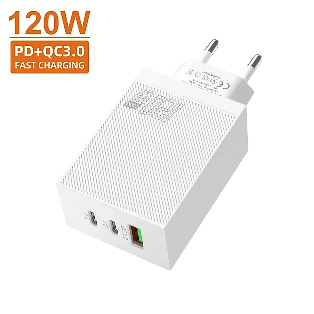 GaN Charger 120W USB Type C Fast Charging PD GaN Charger Mobile Phone Quick Charge Wall Adapter for Oneplus IPhone 16 Pro Xiaomi