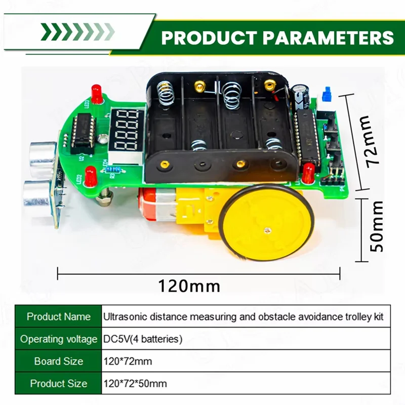 B44C Ultrasonic Ranging Obstacle Avoidance Kit Car DIY Electronic Kit Car Welding Practice DIY Kit