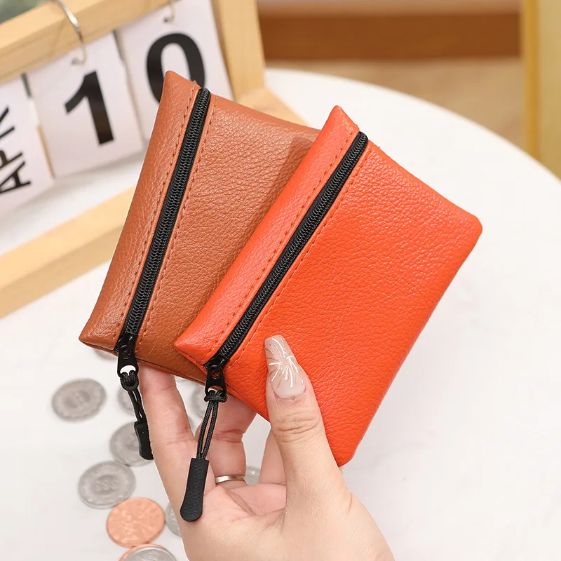Lychee pattern zipper coin purse women solid color PU soft leather wallet women coin card holder wallet for girls coin purse women wallet card wallet coin wallet