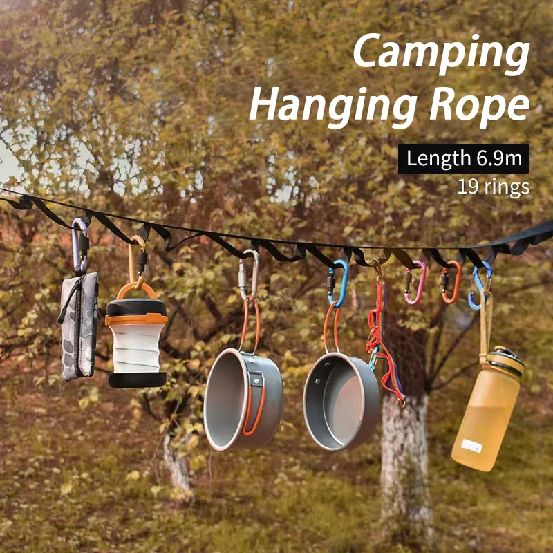 

Outdoor Camping Accessories Tent Storage Clothes Hanging Rope Strap 19 Loop Picnic Tools Kitchen Utensils Lanya