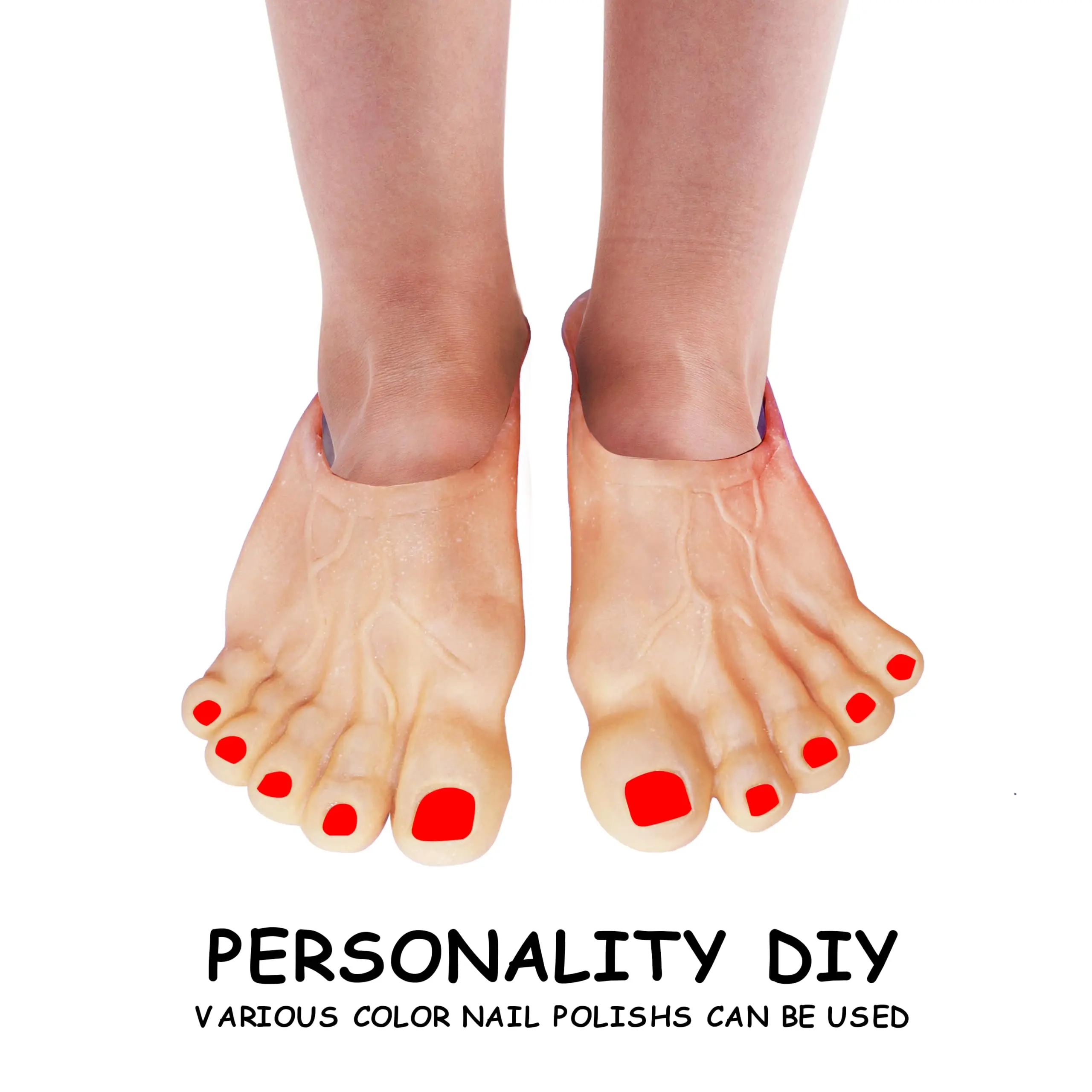Funny Foot slippers-Barefoot slippers Novelty plastic clothing Toe shoes Big Foot photo men's and women's clothing accessories