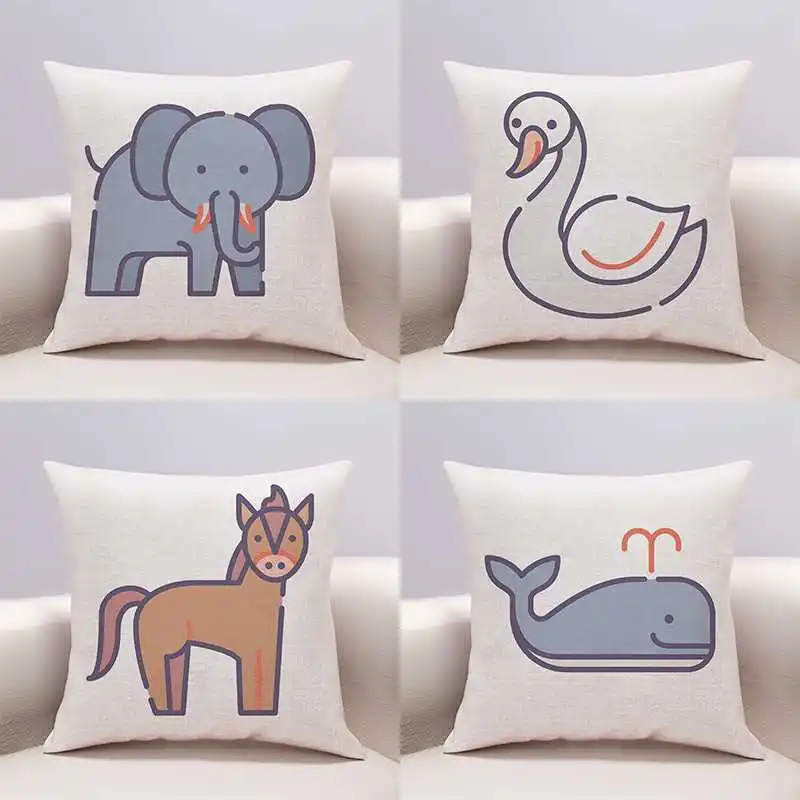 

Very Cute Animal Pillowcase Duck Horse Pillows Case for Girls Room Bed Sofa Living Room Pillow Cover Double Bed Cushions Cover