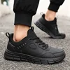 أحذية ركض سوداء للرجال جديدة كاجوال ناعمة من الأسفل 48 Plus أحذية سفر غير رسمية واسعة السمينة مقاومة للاهتراء وغير قابلة للانزلاق أحذية رياضية للمشي