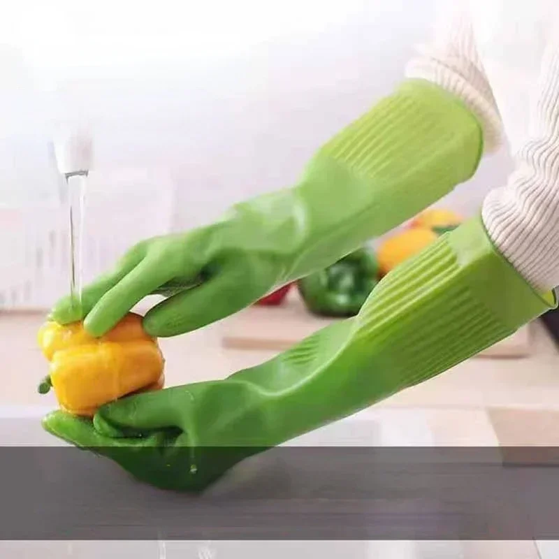 Kitchen Cleaning Latex Dish Washing Gloves Rubber Thickened Lengthened Household Laundry Gloves