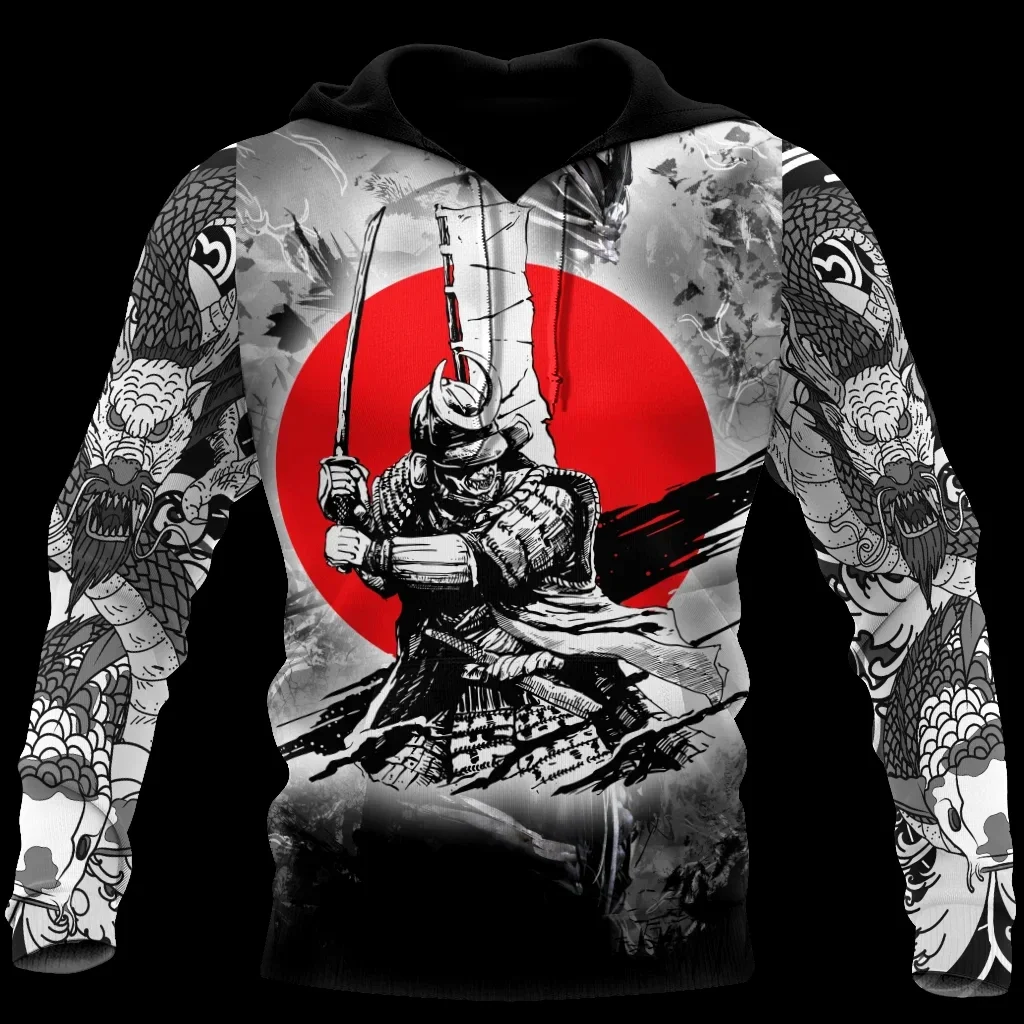 Sudadera con capucha para hombre nueva con estampado 3D de tatuaje de samurái japonés, tendencia de moda, ropa de manga larga estilo Y2K para hombre