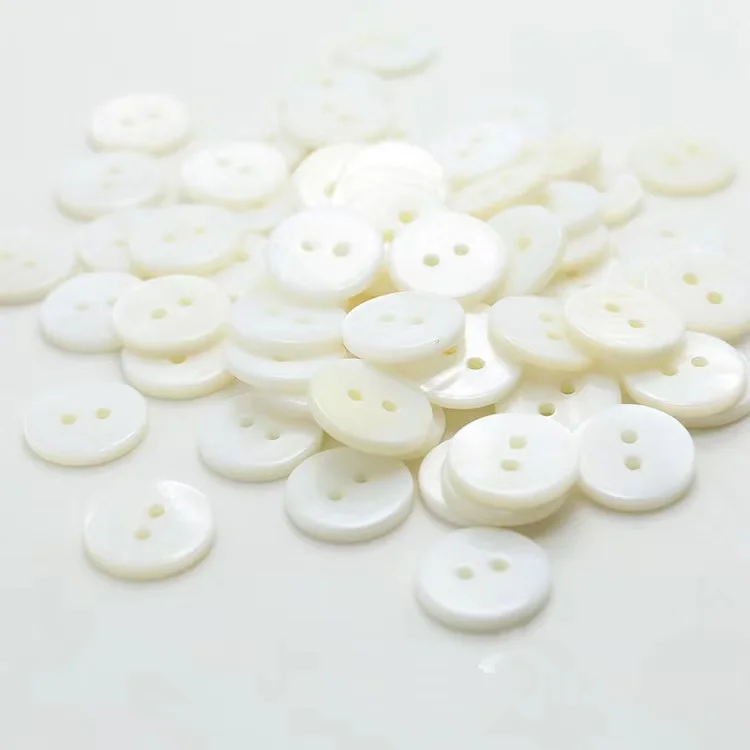 None Dyed Botones Decorative Buttons 500pcs 9/10/11.5/12.5 mm White Mother Shell Button Flat 2 Holes button 5
