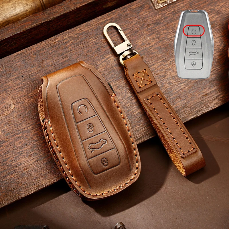 

Genuine Leather Car Key Case Cover Fob Shell for Geely Emgrand X7 EX7 Coolray 2019-2020 Car Keychain