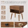 Hidden Compartment Nightstands, Mid Century Modern Concealment Furniture, Bedside Table with Wood Legs, End Table with Storage 4