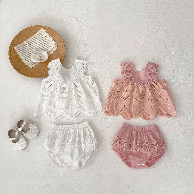 

2 шт., кружевные топы и шорты для девочек 0-3 лет