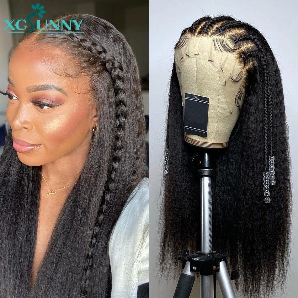 Kinky Straight Full Lace Human Hair Wig Transparent 360 Lace