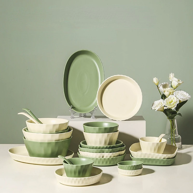 Nordic Style Brief Bowl&Plate Sets Ceramic Plate Set Home Dinner Plate