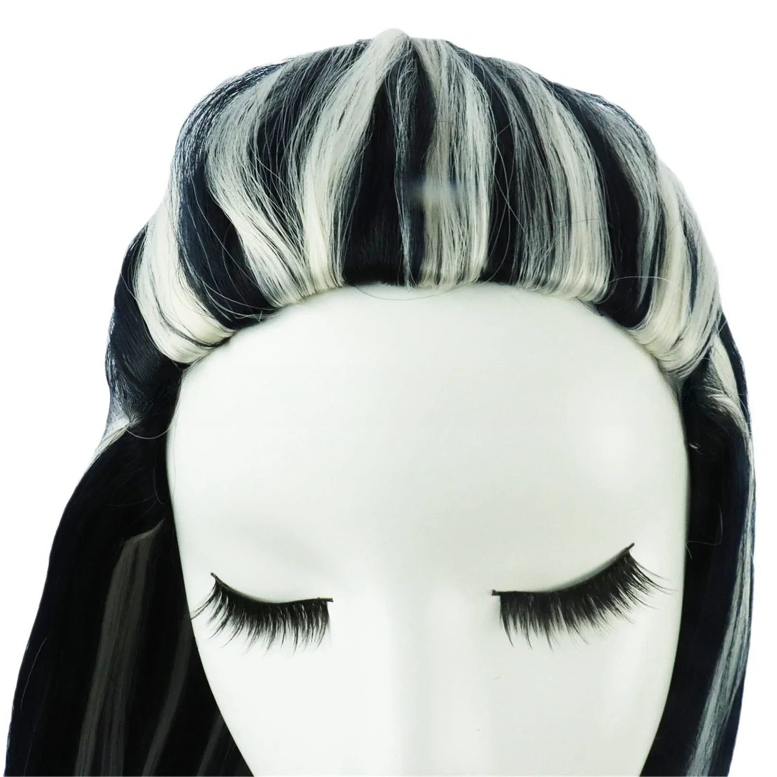 TV Monster High Frankie Stein Cosplay Wig Adult Women Girls Black White Long Straight Hair Halloween Carnival Party Props