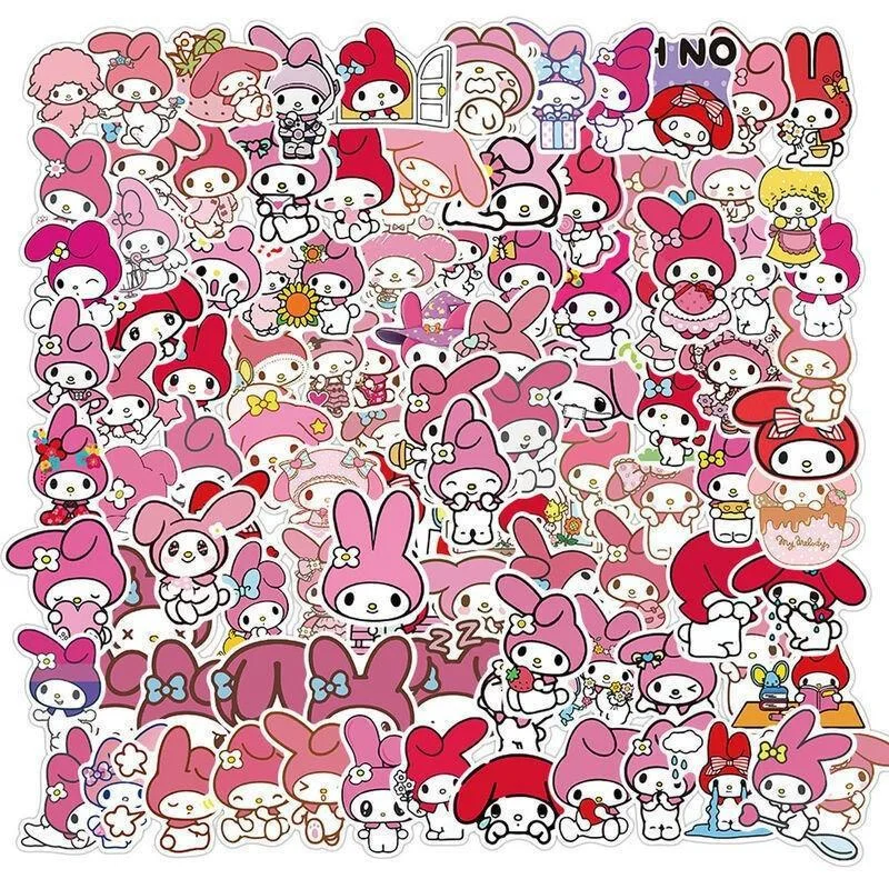 Cartoon stickers 50/100Pcs Sanrio Hello Kitty Kuromi Melody Cinnamoroll laptop skin DIY diary stationery gifts