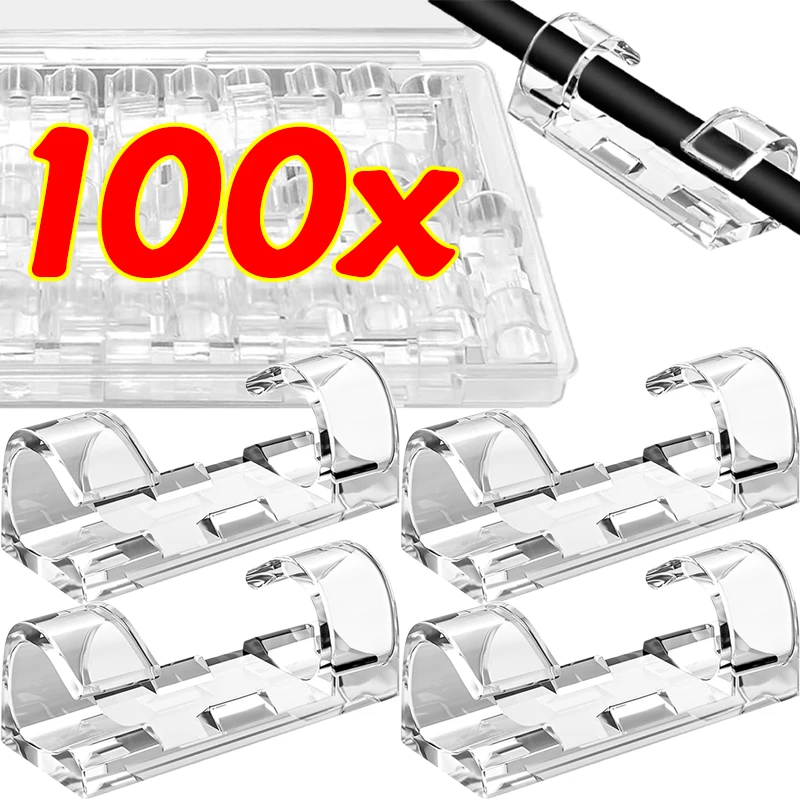 20/100pcs Cable Organizer Clips Cord Holder for Home Office USB Data Line