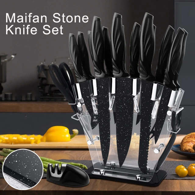 Home Hero Kitchen Knife Set - 17 piece Chef with Stainless Black