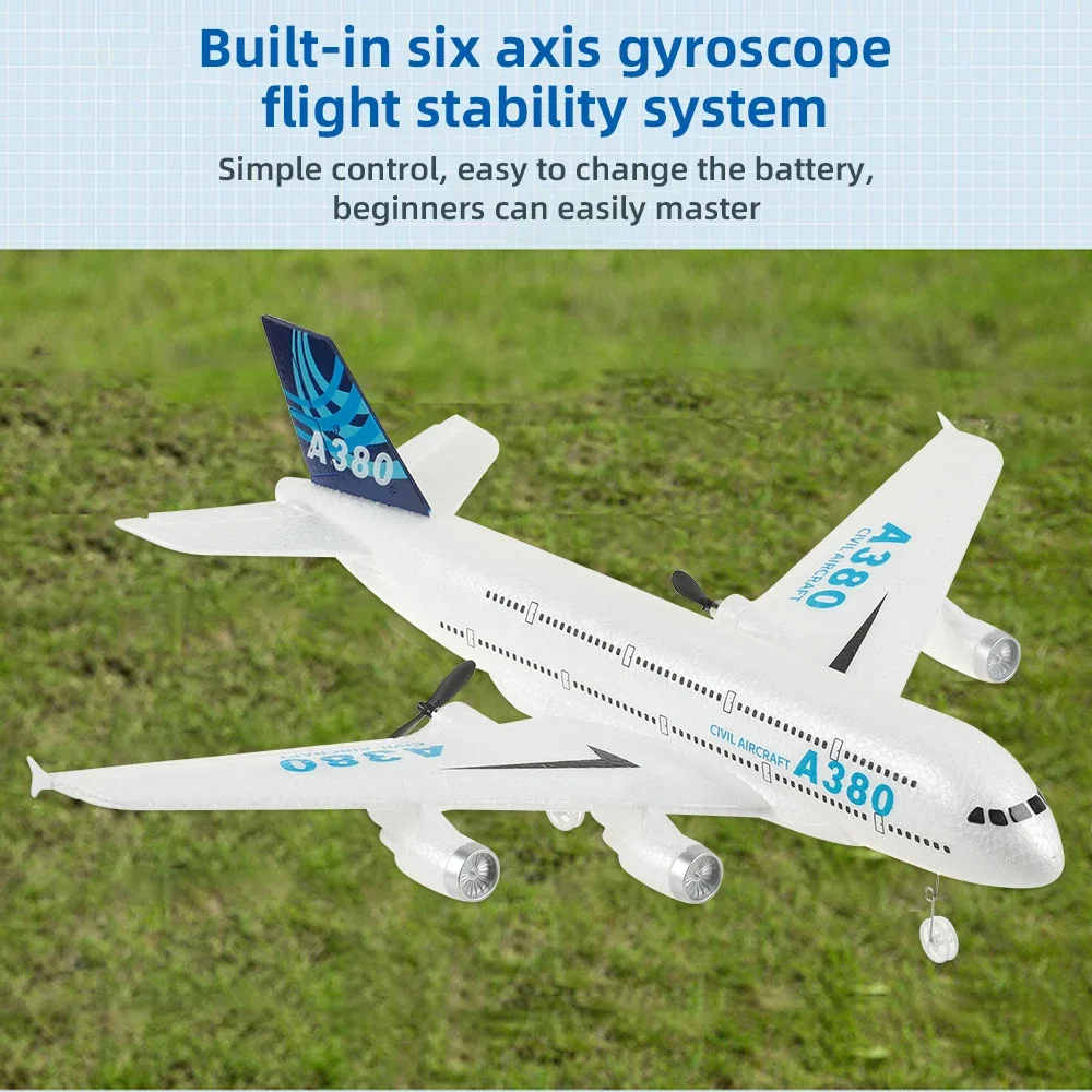 Rc Plane A380 Foam Glider Remote Control Airplane Aircraft Fixed Wing Aircraft Gyroscope Model Flying Toys for Boys Kids Gift