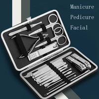 7/10/12/16/18pcs Stainless Steel Nail Clippers Set With Travel Case Manicure Kits Dead Skin Scissors Facial Care Pedicure Tools 1