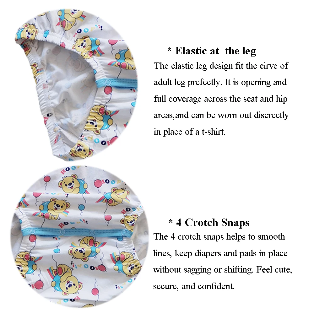 Little bear snap crotch bodysuit Adult baby cotton romper sissy ABDL diaper onesie