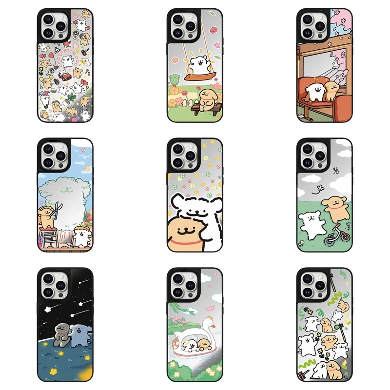 

Cartoon Play Dog Mirror Surface Phone Case Cover for IPhone 11 12 13 14 15 Pro Max Case for IPhone 15 Pro Max