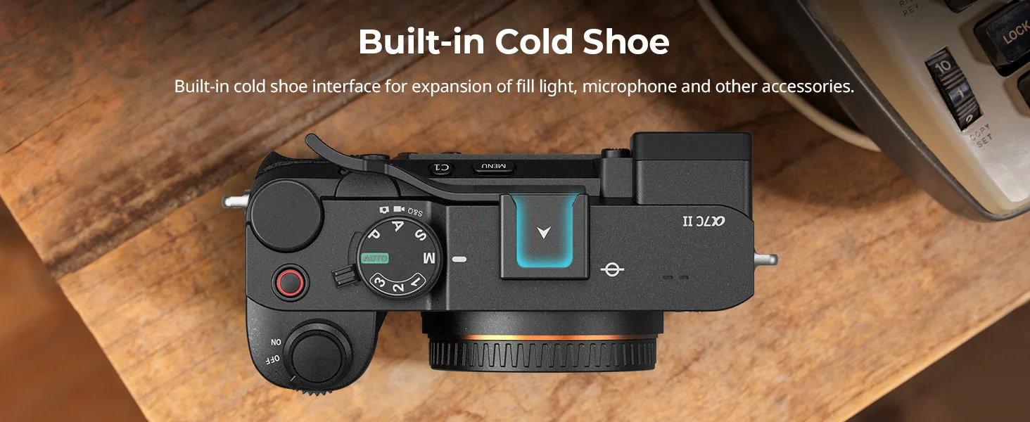 Thumb Grip for Sony Alpha 7C II / Alpha 7CR / Alpha 7C, Black/Sliver w Cold Shoe