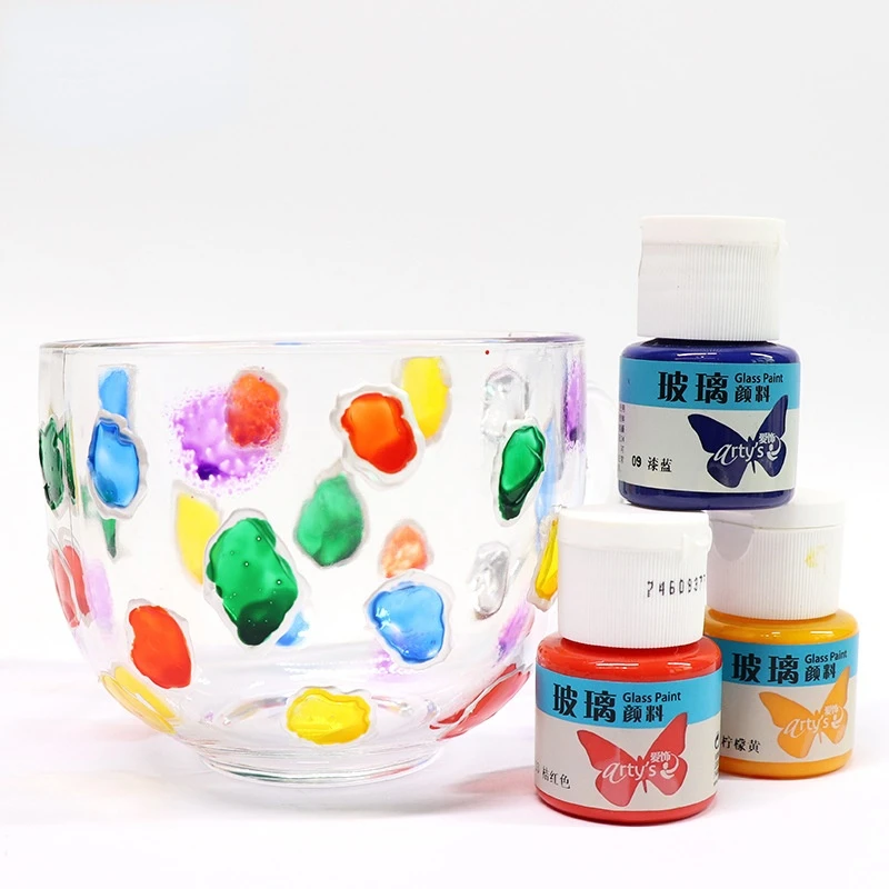 

20 Color Glass Paint 20ML Natural Dry Children's Students Creative DIY Hand-painted Transparent Art Paint Art Supplies