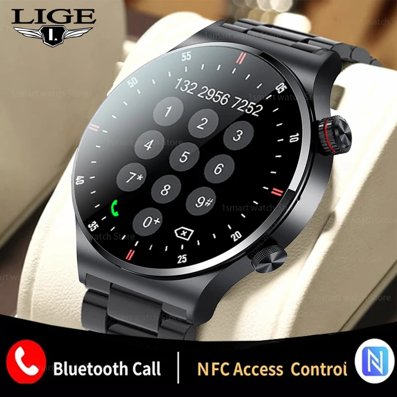 

Мужские умные часы LIGE ECG + PPG Bluetooth Звонить кровяное давление Умные часы Погода Полноконтактные мужские часы Спорт NFC