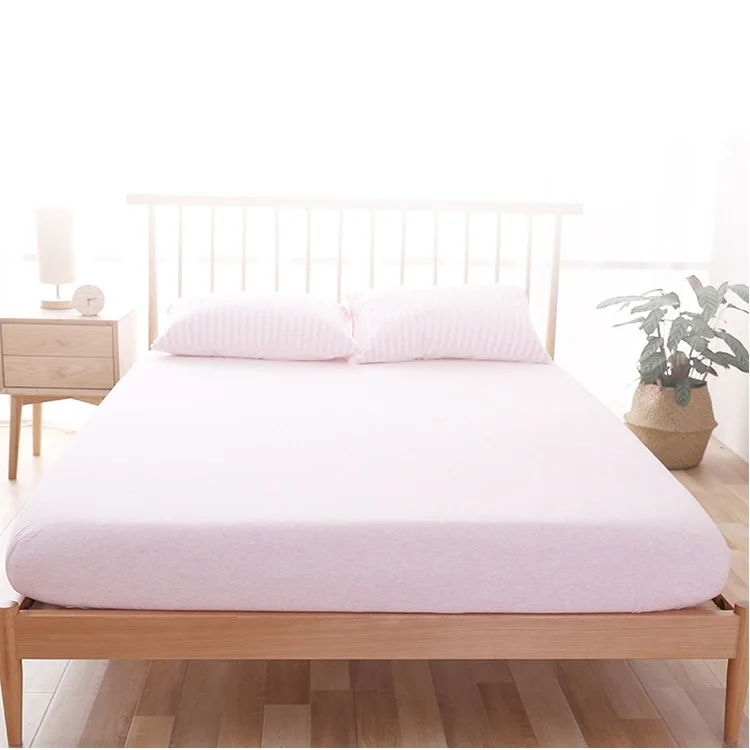 100% Cotton Yarn-dyed Jersey Fabric Fitted Sheet With Elastic Around Mattress Protect Super Soft Flat Sheet Straight Corner 4