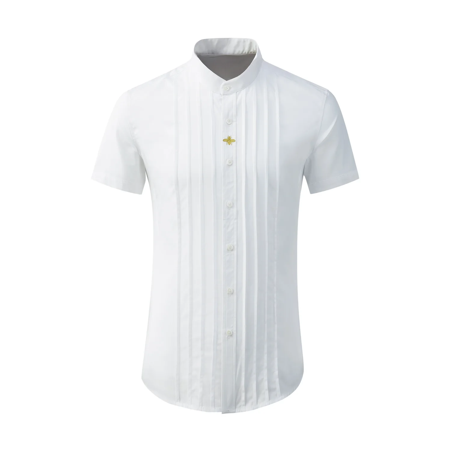 

High Quality Luxury Jewelry Men'S Shirt Fashionable And Elegant Pleated Button-Up Formal Shirt Suitable For Parties