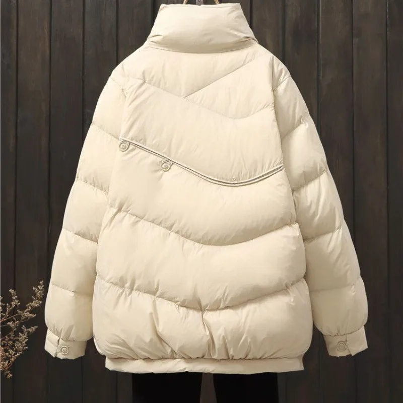 2023 New Women Down Jacket Winter Coat Female Short-length Frivolous Parkas Loose Fashion Outwear Stand Collor Cardigan Overcoat