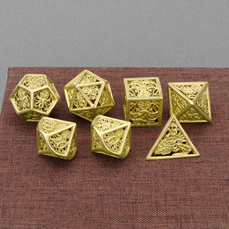 

7 Pcs/Set Polyhedron-Dice-Funny Table Game Dice-Hollow Metal Dice-Set-Poker Game Dices Board Game Acessories for Bar