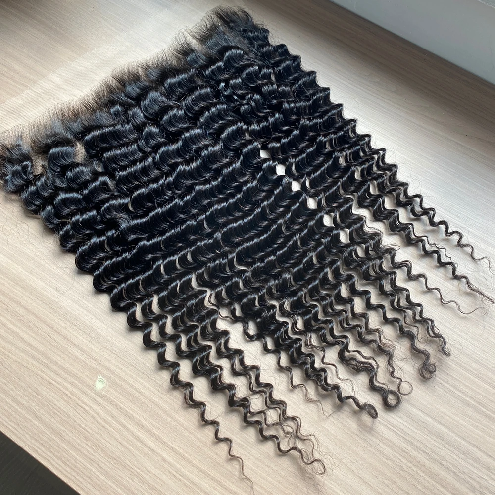 Deep Wave Skinlike HD Lace 13X4 Ear to Ear Lace Frontal Closure Melt SkinsPre-Plucked Invisible HD DDEEP Wave Human Hair