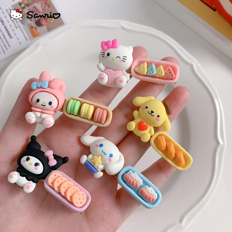 

5Pcs Sanrio Cute Girl Hair Clip Kawaii Hello Kitty Cinnamoroll Fashion Korean Hairpins Children Hair Accessories Headwear Gift