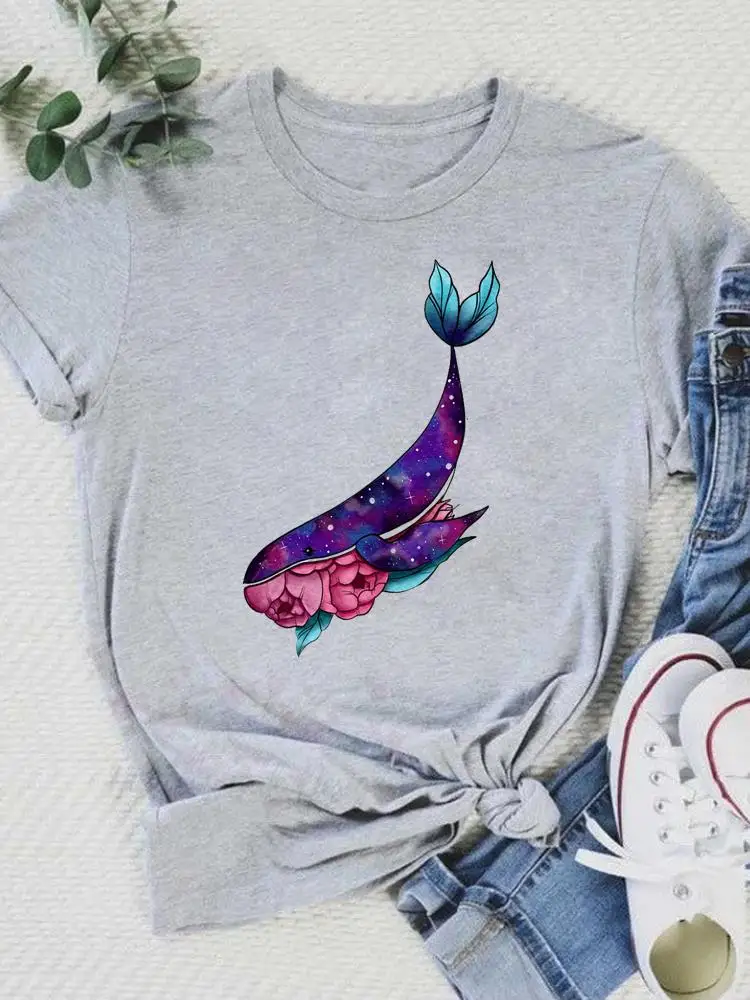 

Женская летняя футболка с принтом, коротким рукавом и цветочным принтом