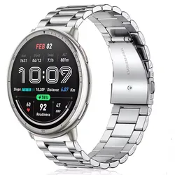 Elegant Stainless Steel Smartwatch Band - Metal Bracelet Strap - Amazfit Active 2 (1)