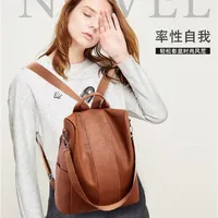 Anti-theft Vintage Leather Backpack Women Shoulder Bag Ladies High Capacity Travel Backpack School Bags for Girls Mochila Mujer 2