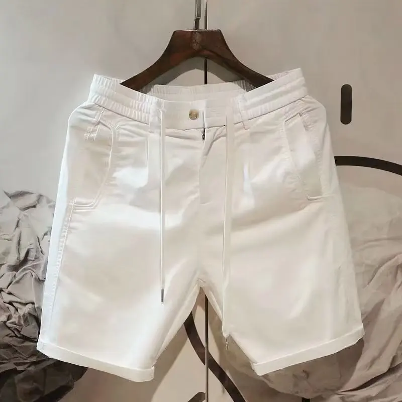 Summer Men's Streetwear Shorts Korean Fashion White Solid Short Pants Harajuku Men's Clothing Hot Sales Casual Sweatpants 2023