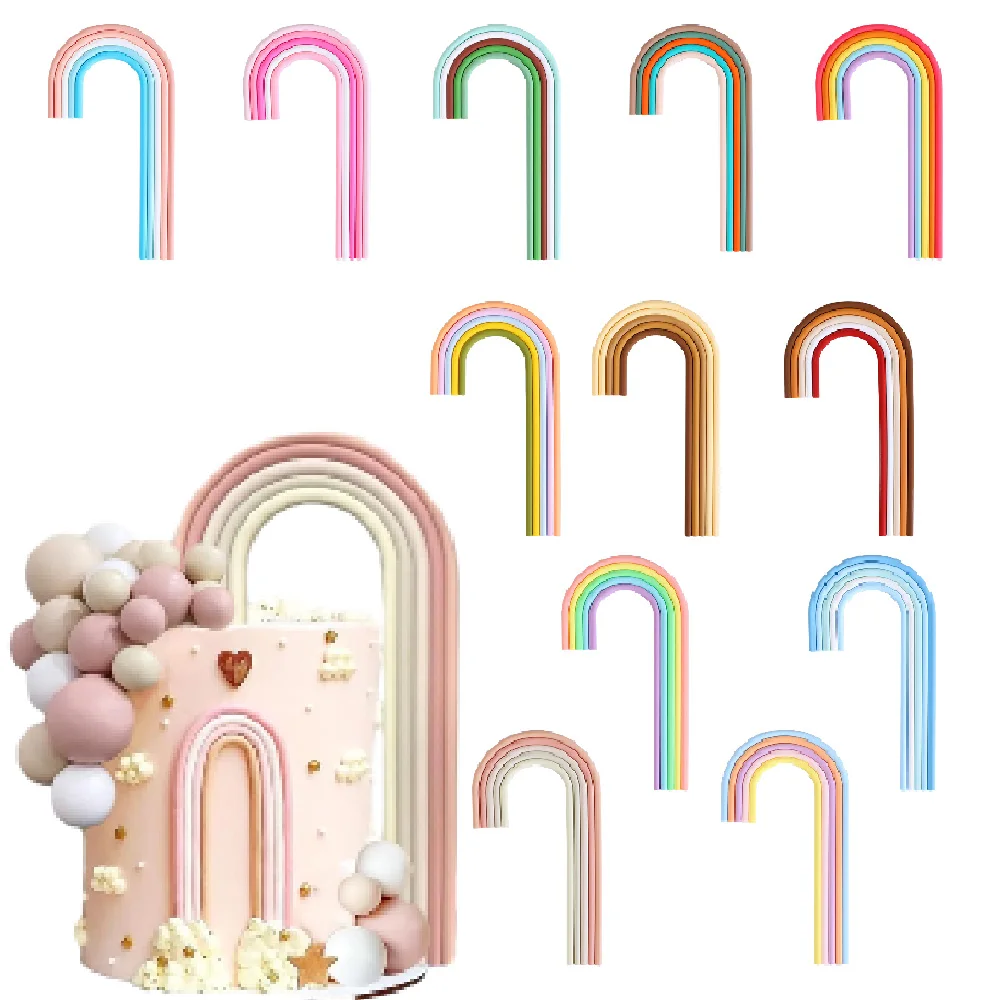 Colorful Rainbow Cake Toppers for Weddings, Baby Showers, and Birthday Parties
