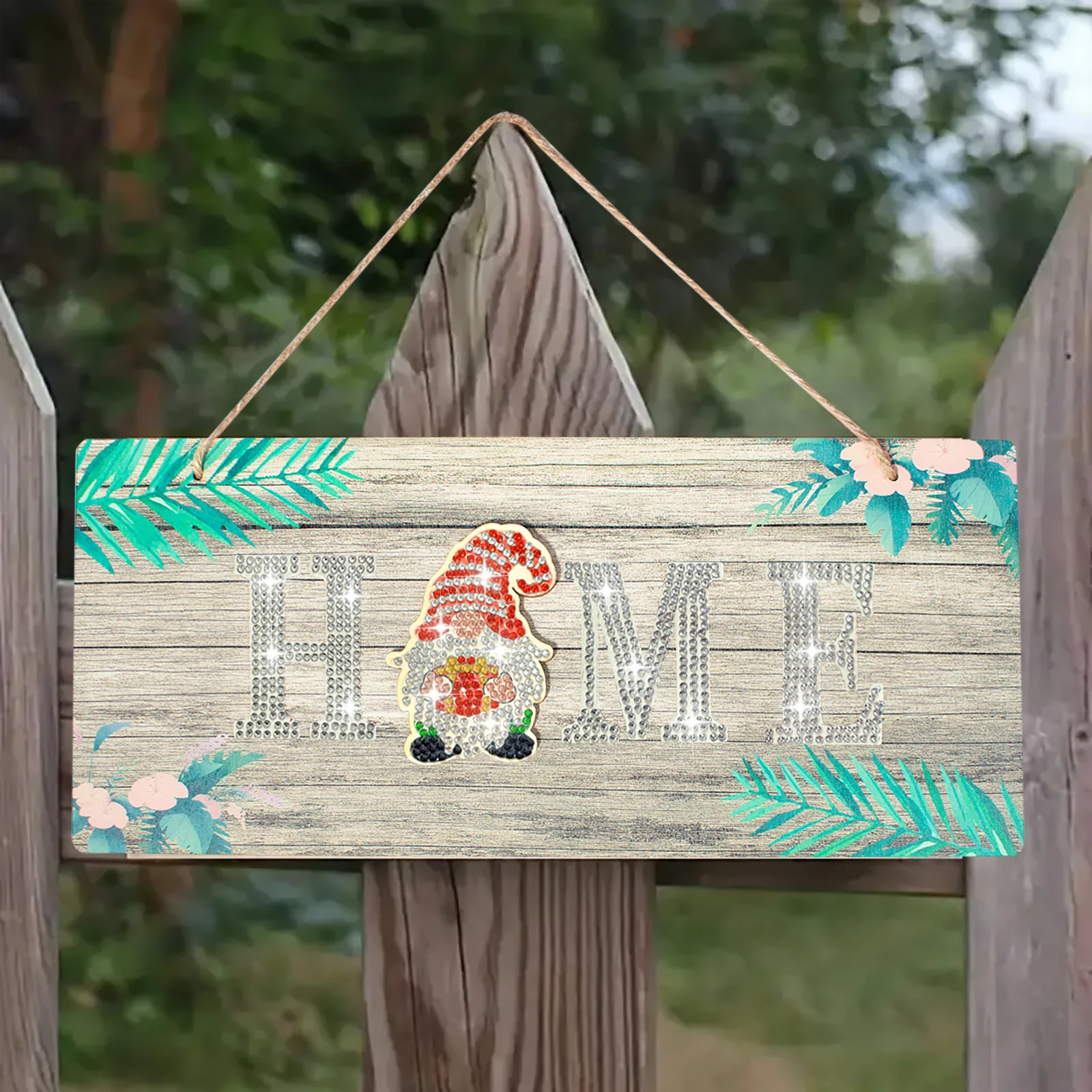 8pcs/set DIY Diamond Art Interchangeable Welcome Sign Wood Crystal Rhinestone Gnomes Diamond Painting Welcome to Our Home