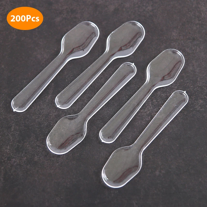 200 Pcs Mini Clear Plastic Spoons Disposable Flatware Spoons Jelly Ice Cream Dessert Appetizer Disposable Plastic Spoon