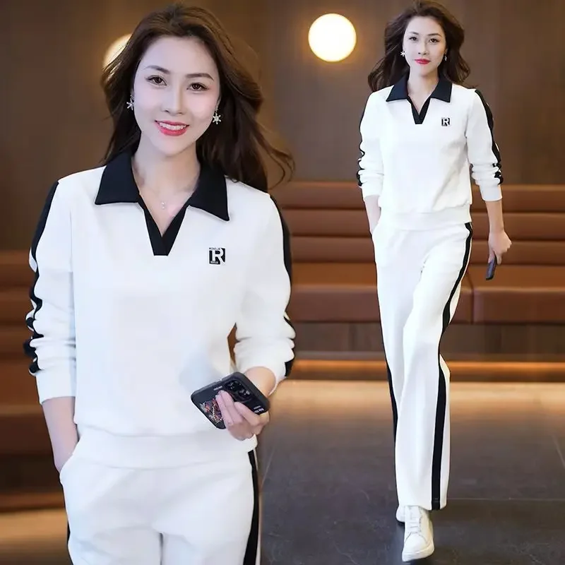 Casual Sportswear Set for Women Trendy Fashionable Two-Piece Suit Spring Autumn Elegant Style Anti-Aging Popular New Arrival - 3