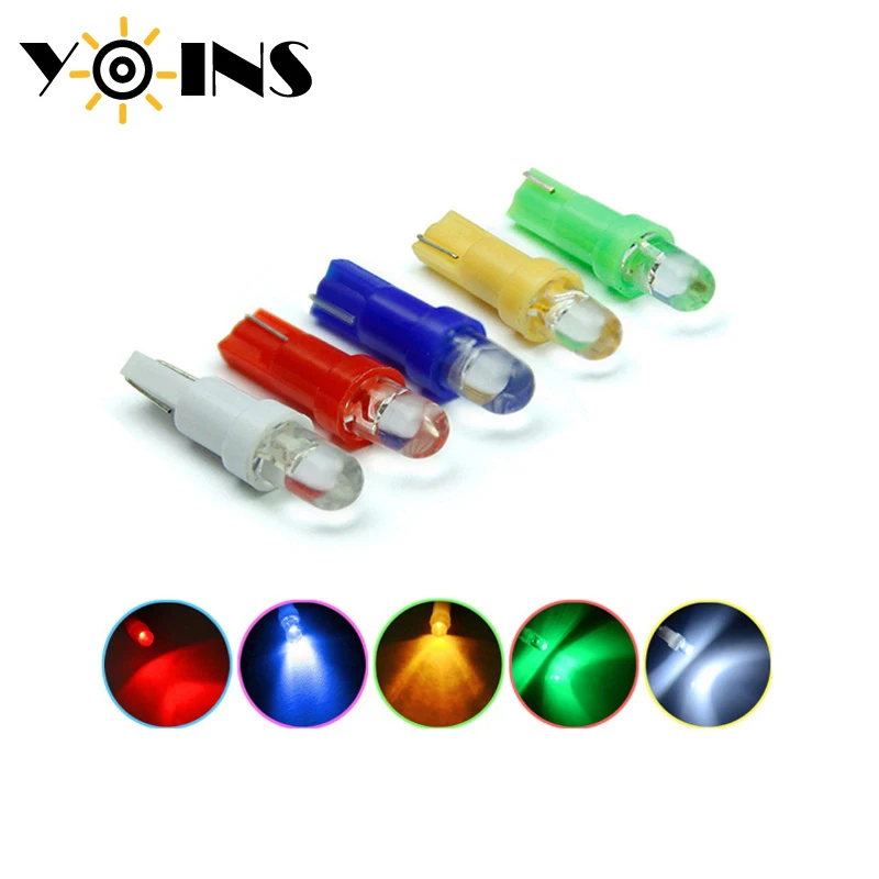 

10pcs T5 LED Car Dashboard Gauge Lamps 58 73 74 Auto Warning Indicator Instrument Cluster Light Bulb DC 12V White Red Blue Green