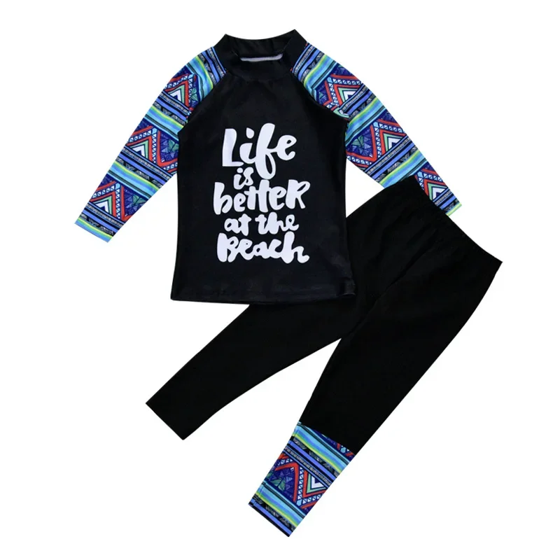 Boys Girls Rashguard Swimwear 2pc Suit Kids