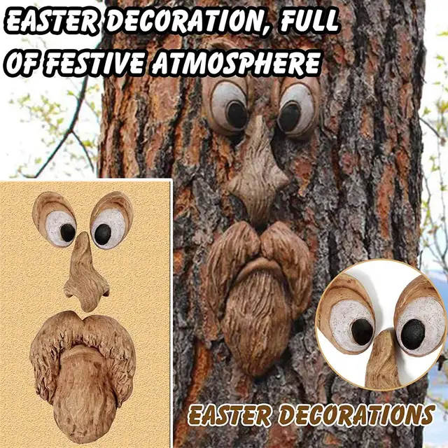 Új Világító Fa Arc Arcfajta Gyanta Dísz Kerti Dekoráció Figurák Tündérek Pixies Udvari - Image 2