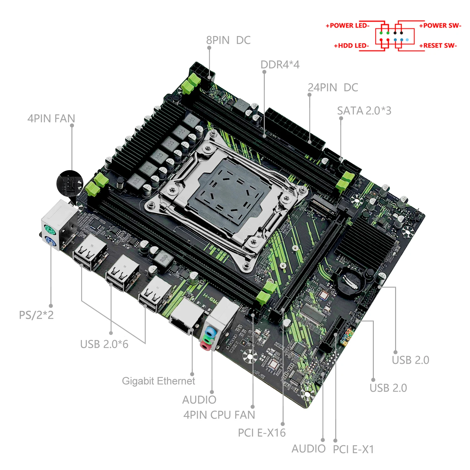 Machinist X99 Pr9-h Placa-mãe Combo Lga 20113 Kit Intel Xeon e5 2640 v3 Cpu Suporte Ddr4 Ecc Memória de Desktop Nvme M.2 Sata 3.0 - Imagem 2