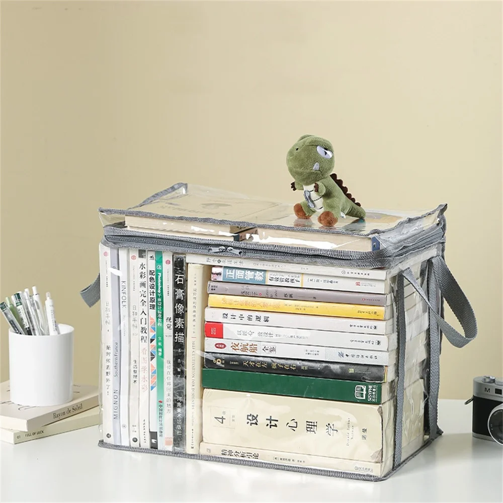 Large Foldable Book Box Student Dormitory Classroom Book Organizer Transparent Waterproof Household Organizing Storage Box
