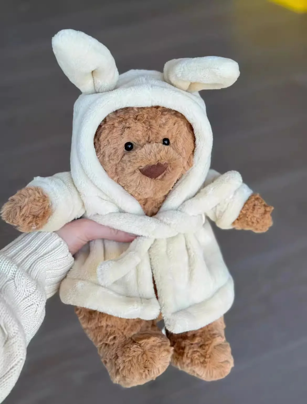 Jellycat Bartholomew Bear Bathrobe 26CM Beige Birthday Bunny Plush