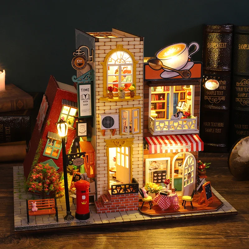 DIY Wooden Book Nook Shelf Insert Building Kit Miniature Books Castle  Bookends Doll Houses Bookshelf Handmade Crafts Puzzle Gift - AliExpress