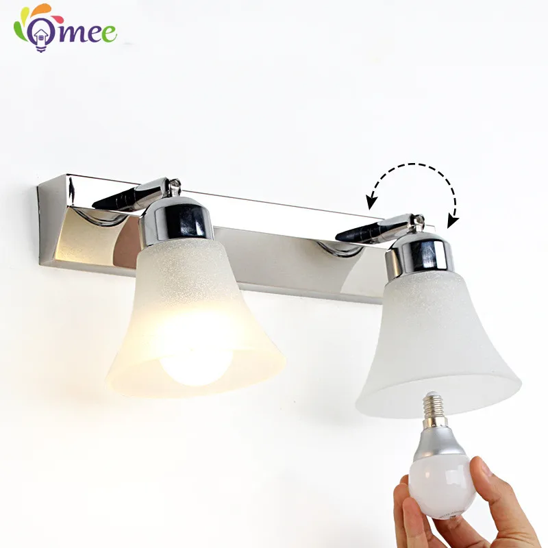 Modern Wall Mirror Light for Bathroom Dressing Room 3/4/5 Lights Silver Wall Lamp Glass Lampshade E27 Indoor Decoration Lighting