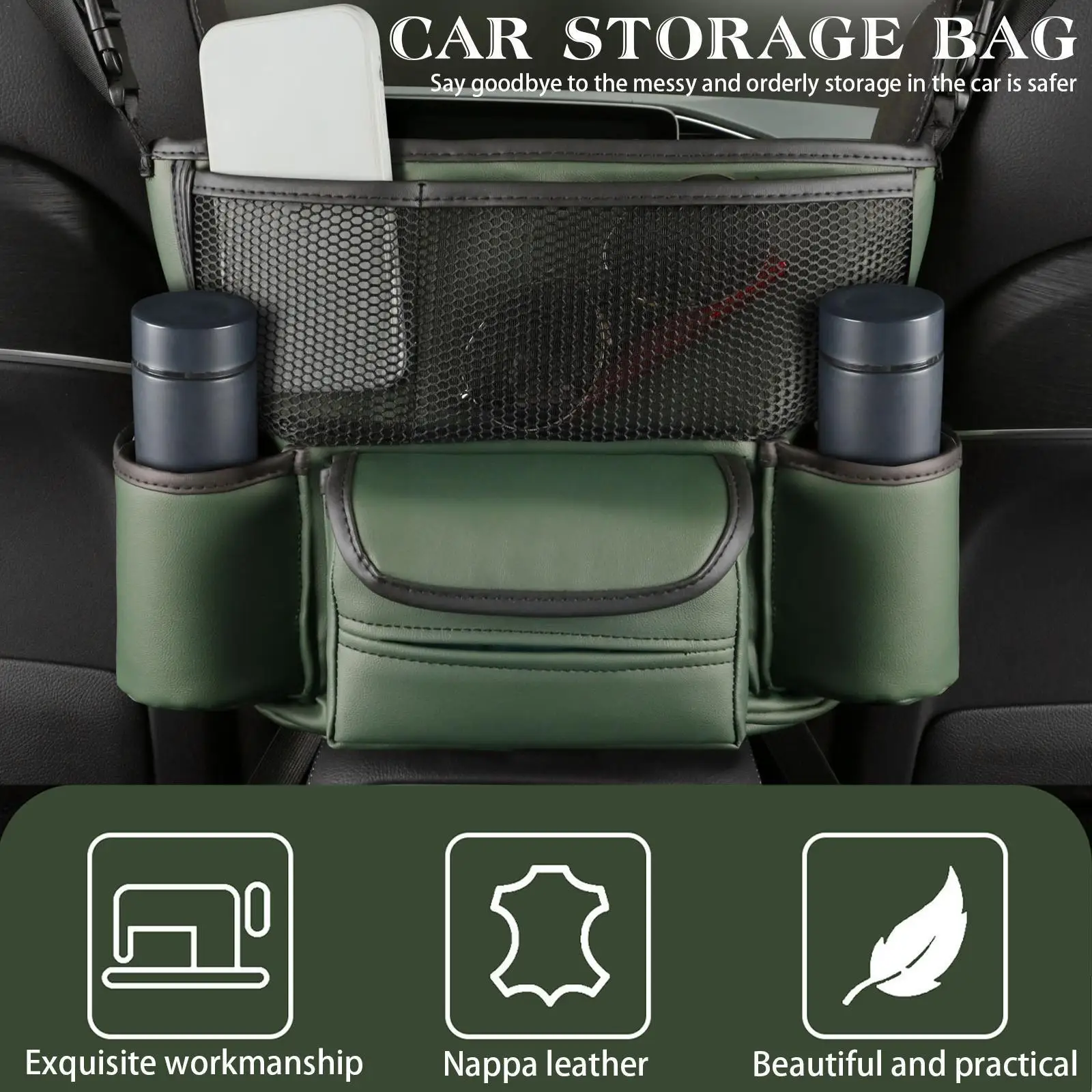 Porte-sac de voiture en cuir PU, boîte centrale, siège Auto, espace de  rangement, poche suspendue, Console centrale, organisateur, accessoires d'intérieur  - AliExpress